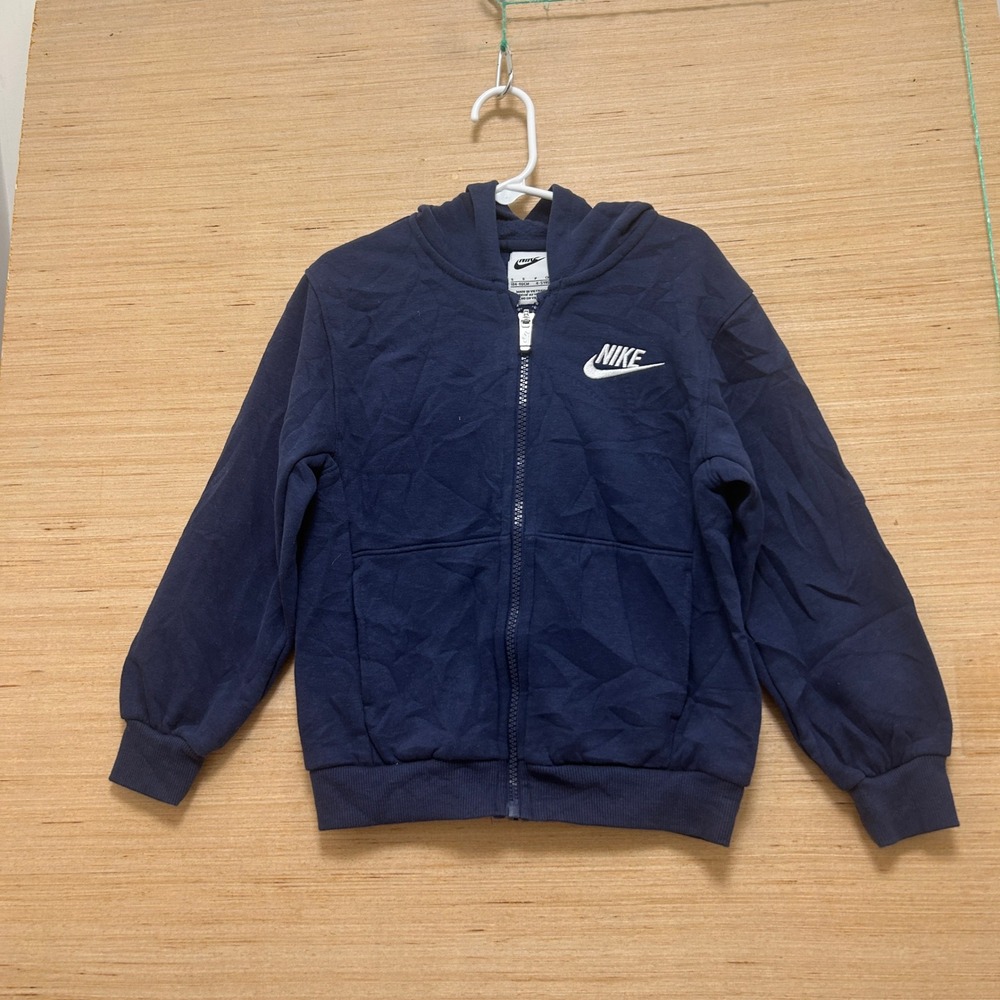 Nike Boys Navy Blue Full Zip Fleece Hoodie Sweatshirt Size 4-5 Years S 104-110cm